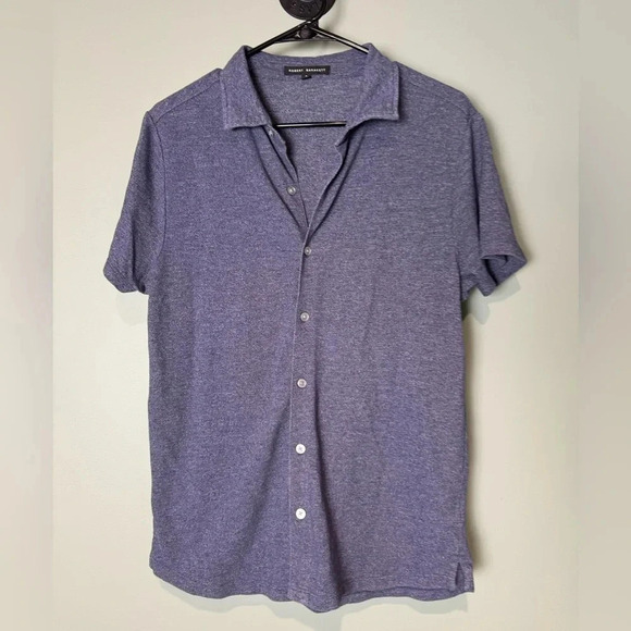 Robert Barakett Men’s Short Sleeve Button Up Collared Polo Shirt Size Small Blue - Picture 1 of 6